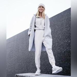 Vuori Soho Melton Trench Coat - Wool Like Jacket - Light Grey - Small